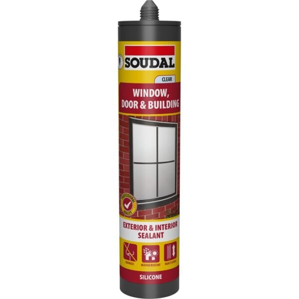 Soudal Window, Door & Building Silicone Sealant - CLEAR (290ml)