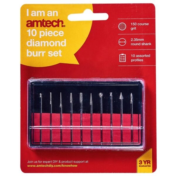 Amtech 10 Piece diamond burr set - Image 2
