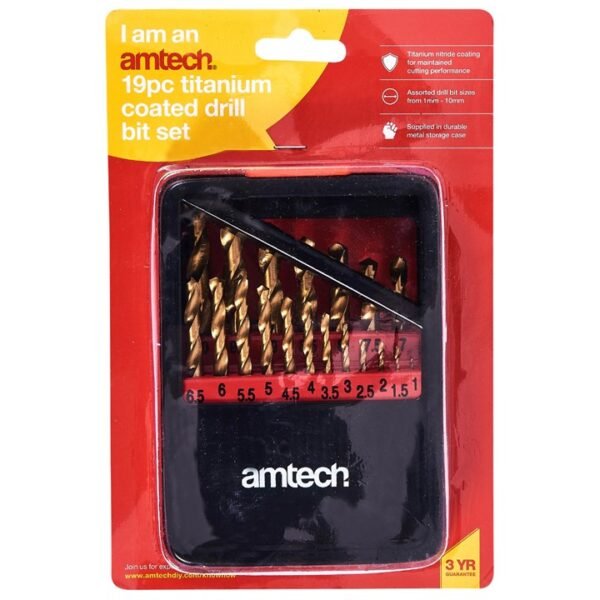 Amtech 19 Piece titanium coated drill bit set - Image 2