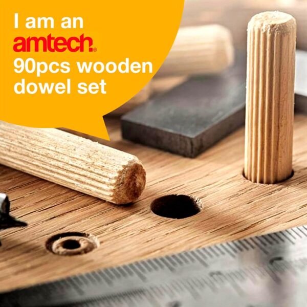 Amtech 90pcs wooden dowel set - Image 2