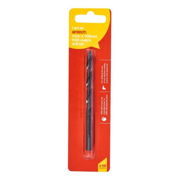 Amtech High speed steel (HSS) metric drill bit (7mm x 109mm) - Image 2