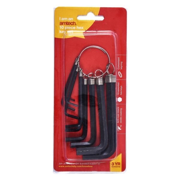 Amtech 10 Piece hex key set and keyring - Image 2
