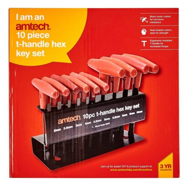 Amtech 10 Piece T-handle hex key set - Image 2