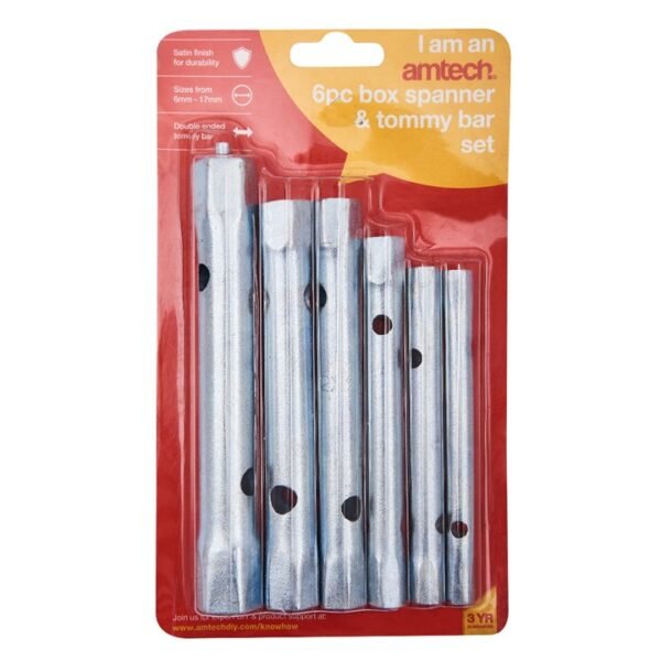 Amtech 6 Piece tubular box spanner set with Tommy bar - Image 2