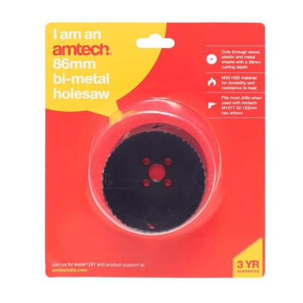 Amtech 86mm Bi-metal holesaw - Image 3