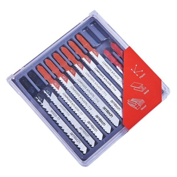Amtech 10 Piece mixed jigsaw blades with T-slot fitting
