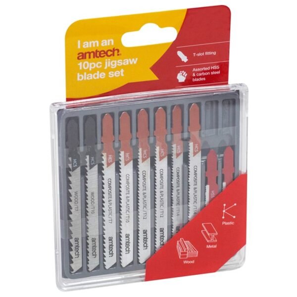 Amtech 10 Piece mixed jigsaw blades with T-slot fitting - Image 2