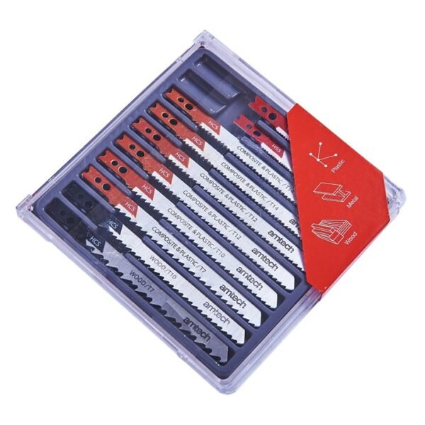 Amtech 10 Piece mixed jigsaw blades with clamp fitting