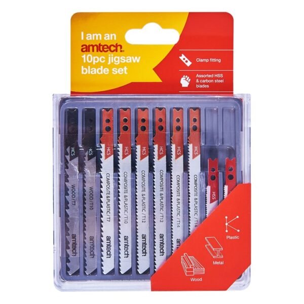 Amtech 10 Piece mixed jigsaw blades with clamp fitting - Image 2