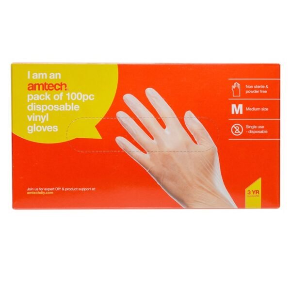 Amtech  Disposable vinyl gloves size M (100 pack) - Image 3