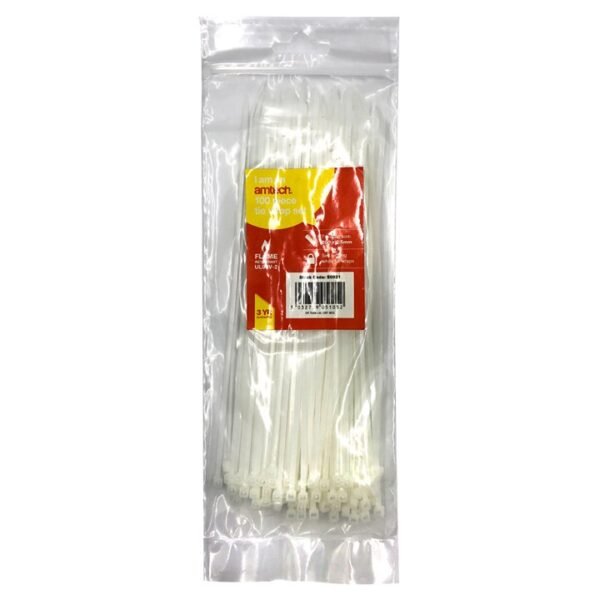 Amtech 100 Tie wraps (200mm x 2.5mm) - white - Image 2