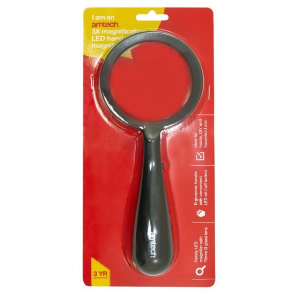 Amtech 3x hand magnifier with LED - Image 2