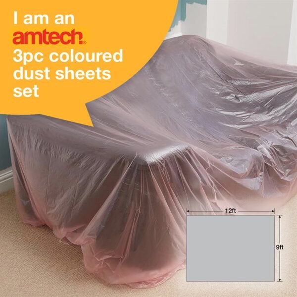 Amtech  3 pc coloured dust sheet set (3.6M X 2.7M) - Image 2