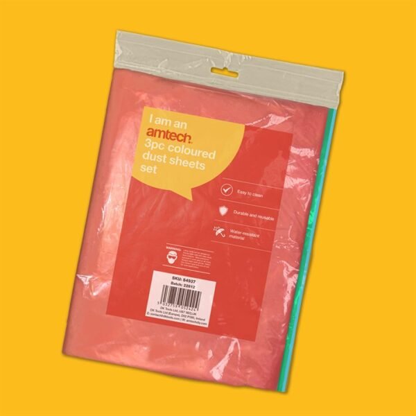 Amtech  3 pc coloured dust sheet set (3.6M X 2.7M) - Image 3