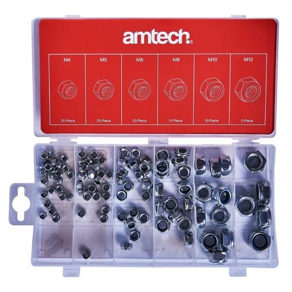 Amtech 100 Piece assorted locking nut set - Image 3