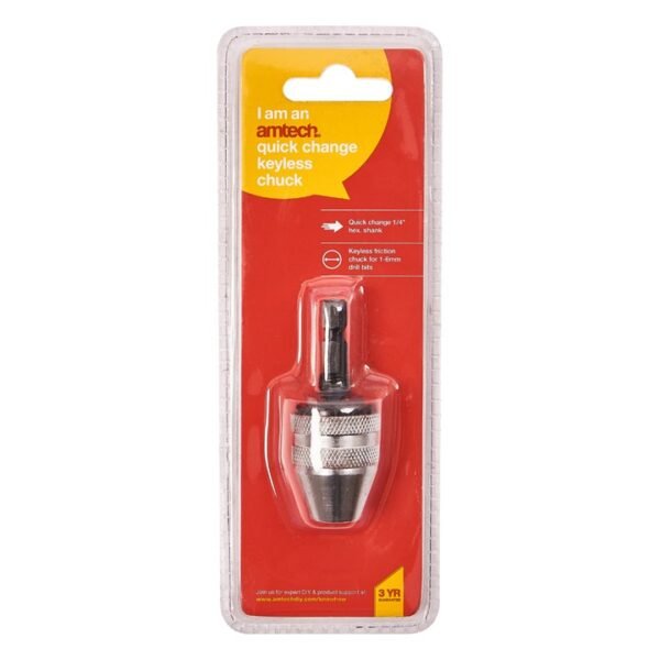Amtech 1/4" (6.5mm) Quick change keyless chuck - Image 2