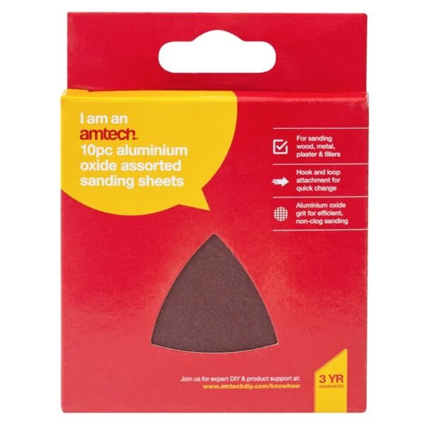 Amtech 10 Assorted aluminium oxide sanding sheets - Image 2