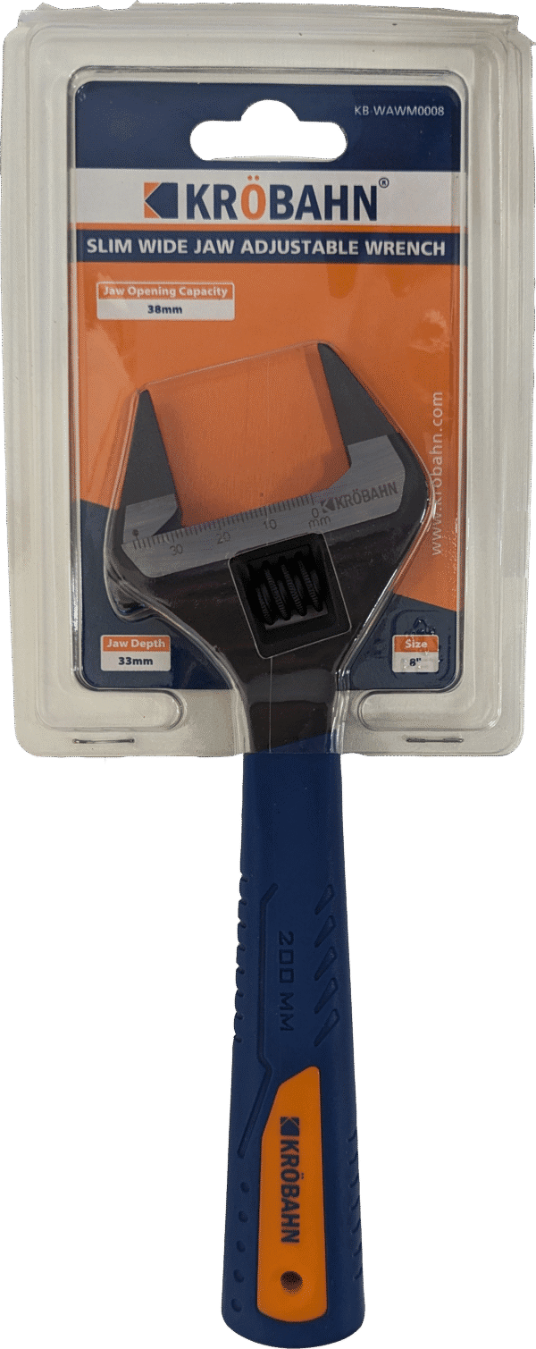 SLIM WIDE JAW ADJUSTABLE WRENCH 8"