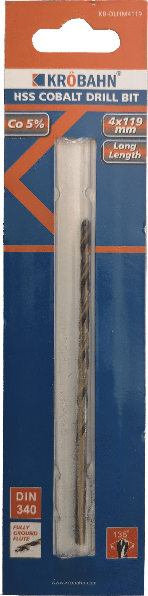HSS COBALT DRILL BIT 4 x 119mm